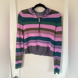 Free people retro stripe crop sweater